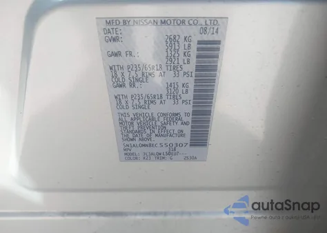 2014 Infiniti Qx60 from USA, damaged, VIN 5N1AL0MN8EC550307